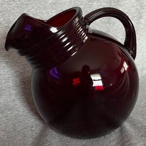 Anchor Hocking Royal Ruby Red Glass 6 Inch Ball Pitcher with Ice Lip